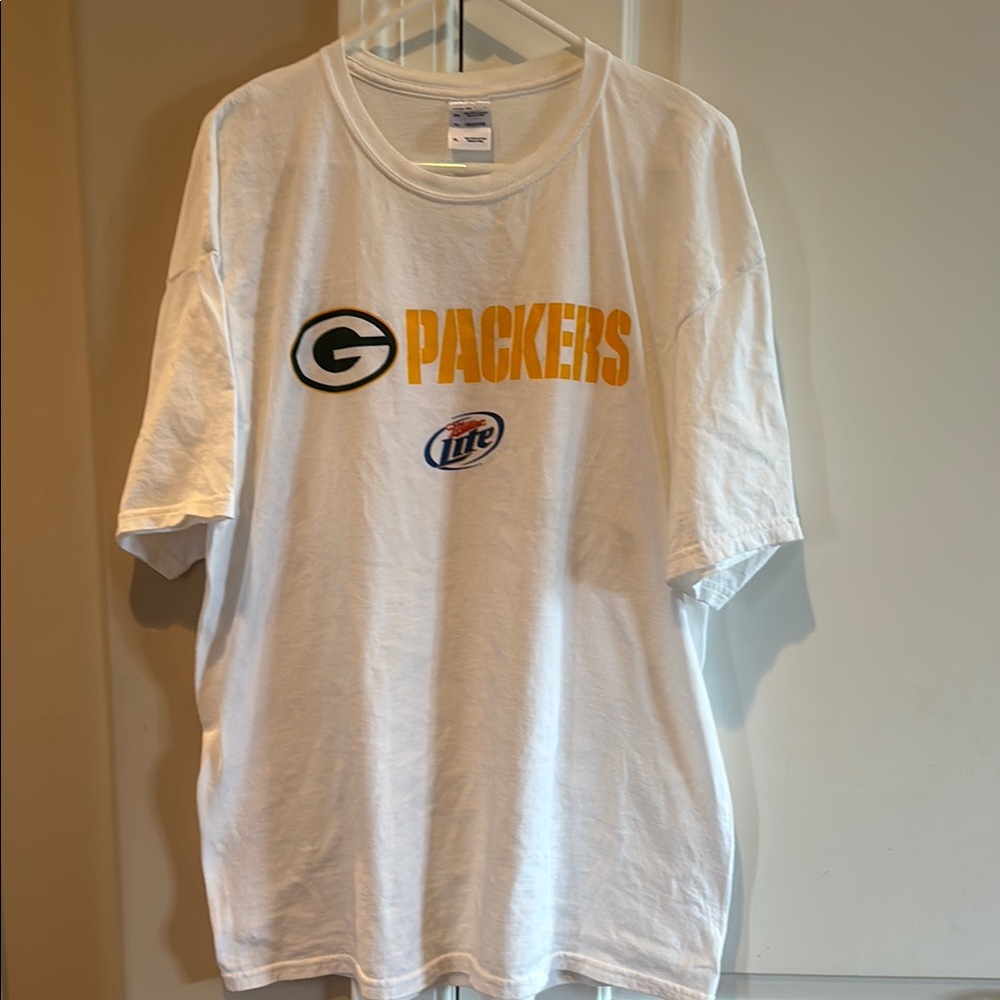 White Green Bay Packers Miller Lite Graphic T-Shirt